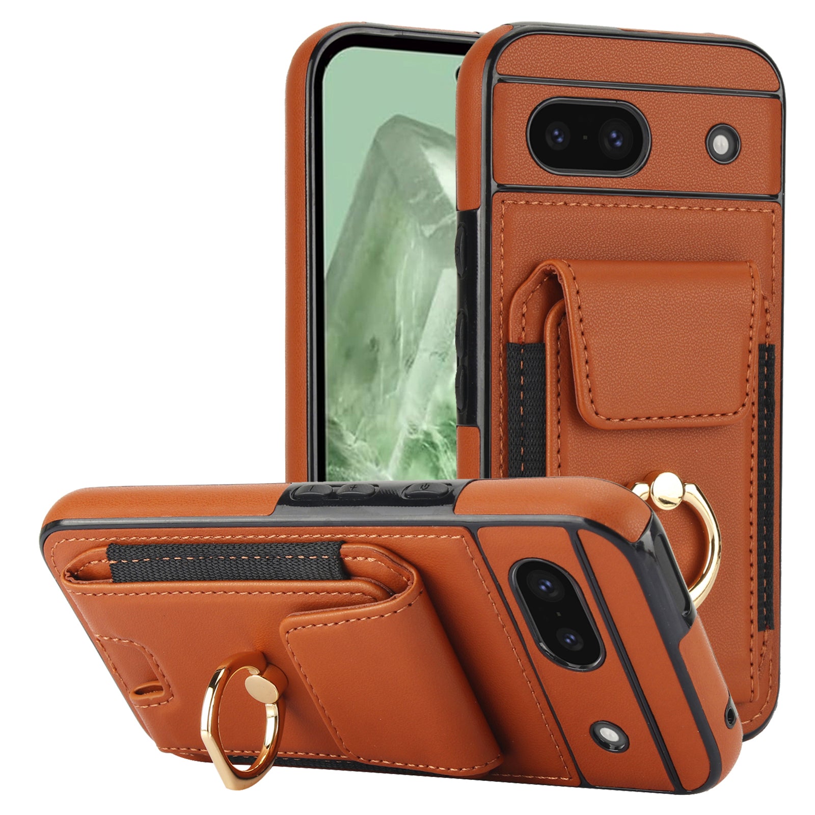 For Google Pixel 8a Kickstand Case PU Leather+TPU Phone Cover with Card Slots For Google Pixel 8a Kickstand Case PU Leather+TPU Phone Cover with Card Slots